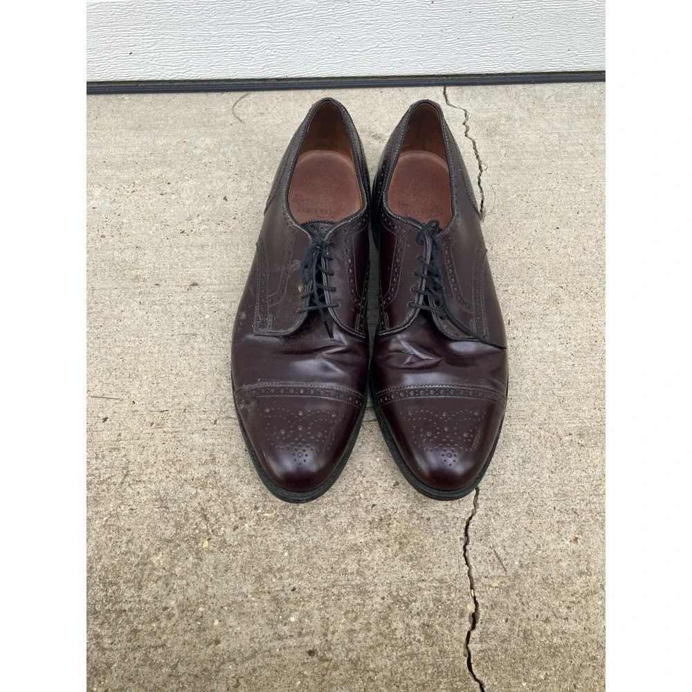 Allen Edmonds Sanford Burgundy Cap-Toe  Derby size 12 B Mens Dress Shoes Cherry